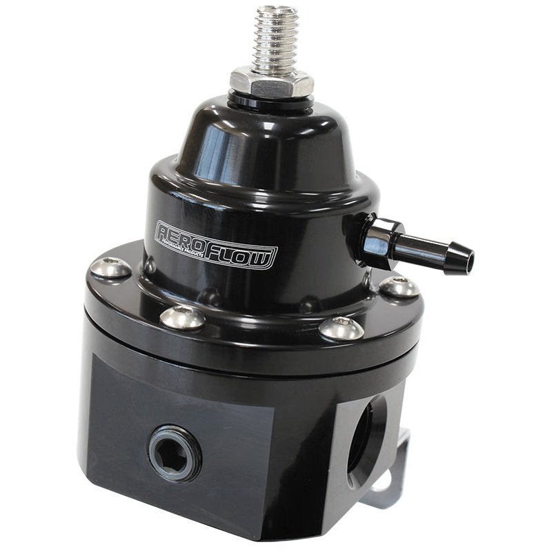 Aeroflow 3-Port 1200hp Billet Fuel Pressure Regulator 30-120psi Adjustable – Black AF66-2