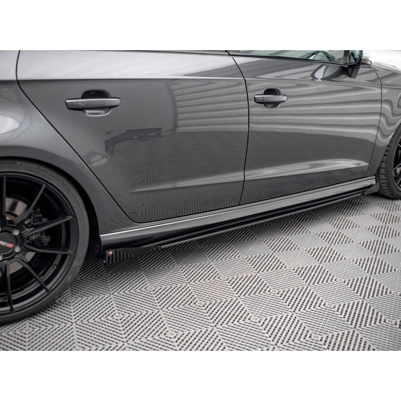 Street PRO Side Skirts Diffusers + Flaps Audi S3 / A3 S-Line Sportback 8V Facelift Maxton Design