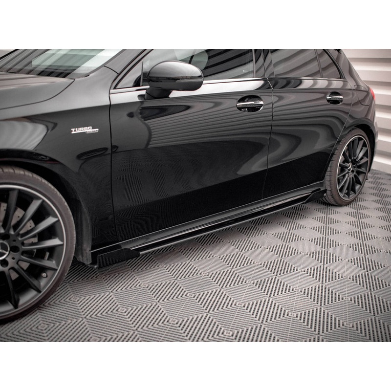 Street PRO Side Skirts Diffusers + Flaps Mercedes A35 AMG / AMG-Line Aero Pack W177 Maxton Design