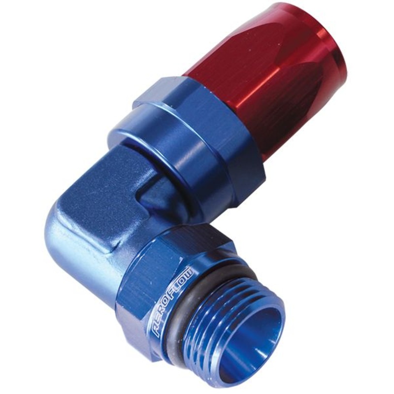 Aeroflow -6ORB Taper Swivel 90 Hose End To -8AN Hose AF849-08-06