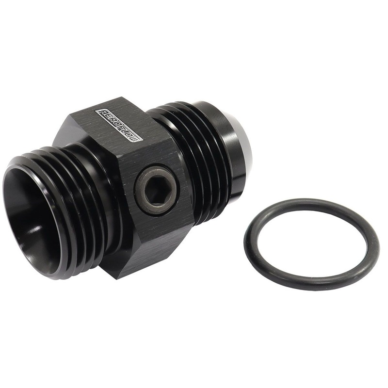 Aeroflow -12ORB to -12AN with Three 1/8 Ports on Hex AF944-12BLK